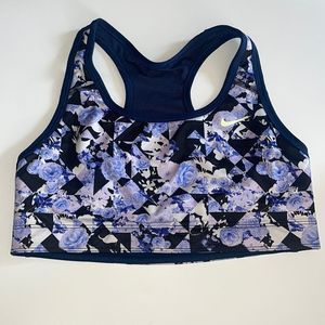 Nike Blue Floral Sports Bra Reversible M